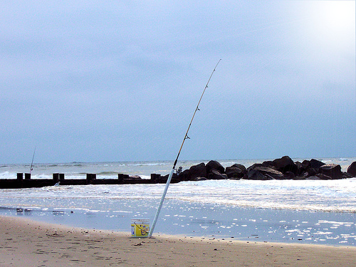 fishing on Folly Beach near Charleston, SC